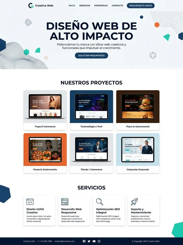 Vista previa de un concepto de agencia de diseño web: portafolio + servicios