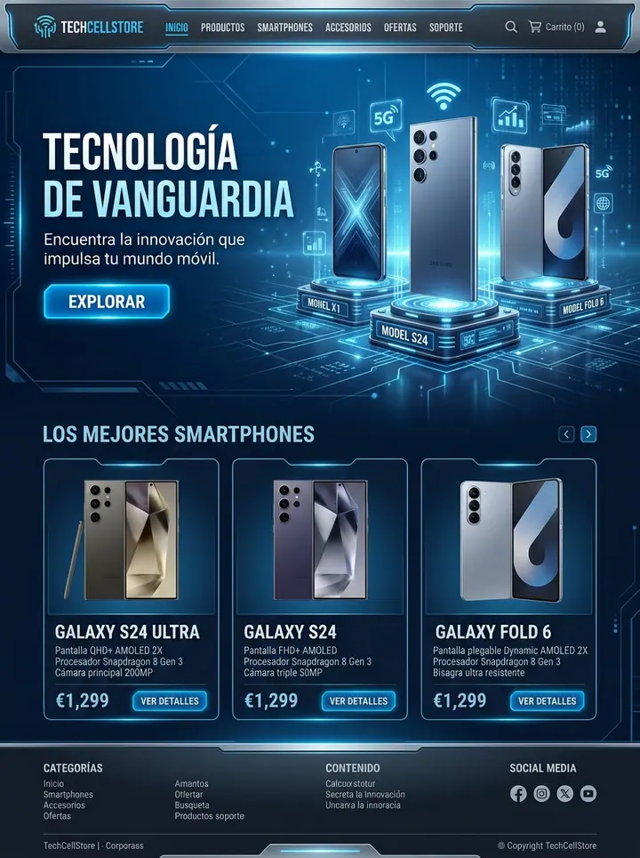 Vista previa de un concepto de celulares: tienda online