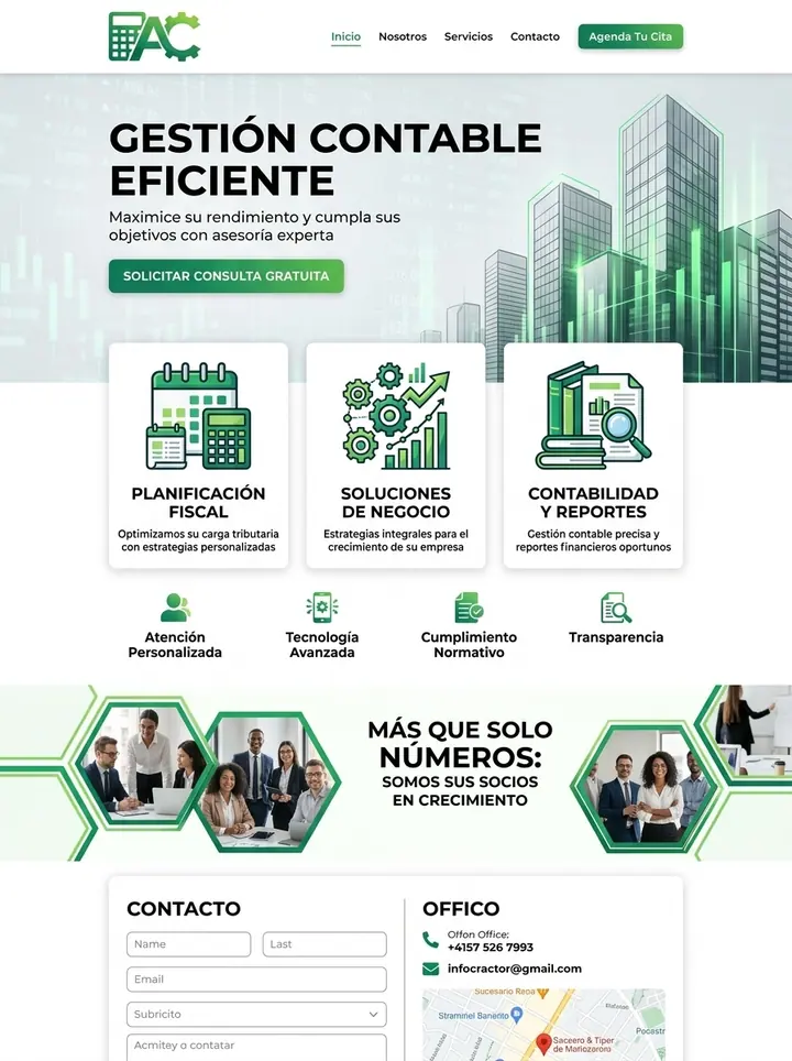 Vista previa de un concepto de contadores: web + consulta gratuita