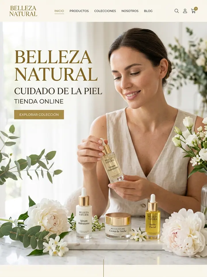 Vista previa de un concepto de cosmética natural: tienda online