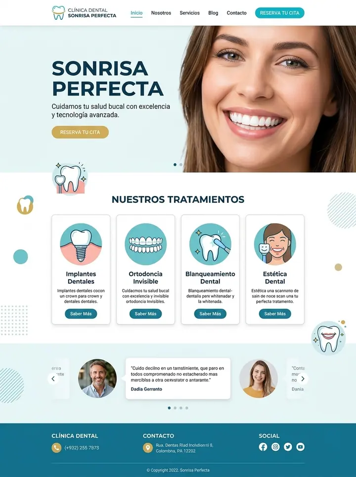 Vista previa de un concepto de dentista: web + solicitud de hora