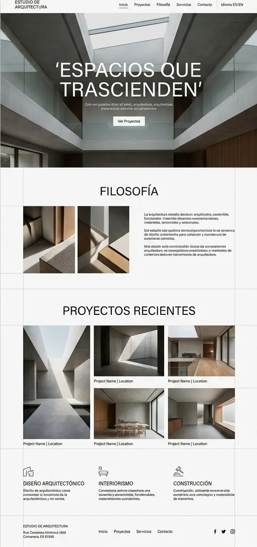 Vista previa de un concepto de estudio de arquitectura: portafolio visual