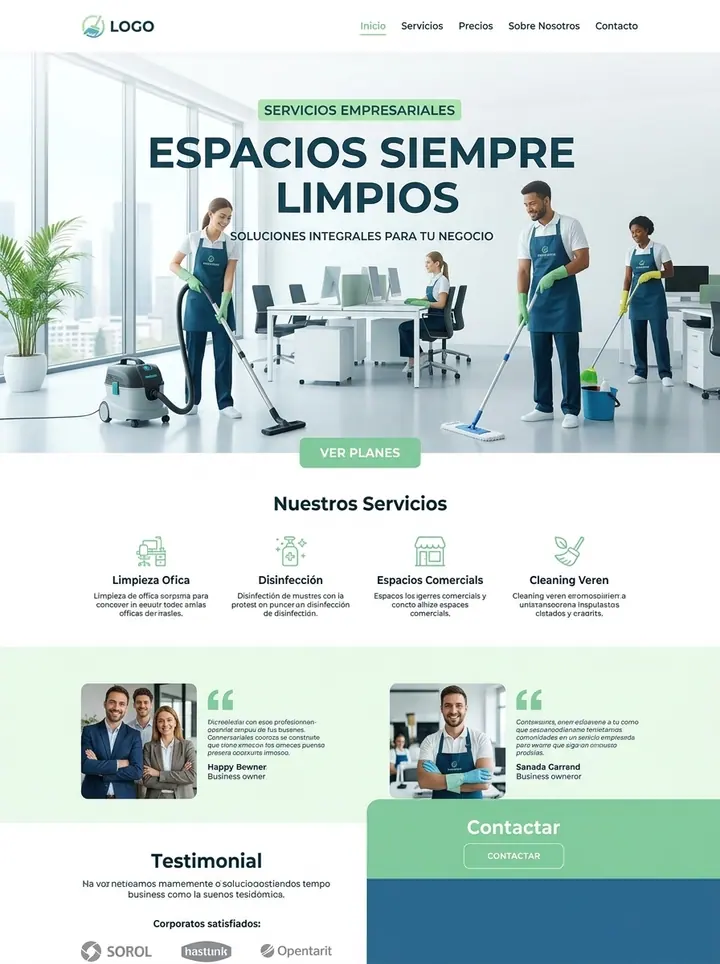 Vista previa de un concepto de limpieza profesional: web + cotización