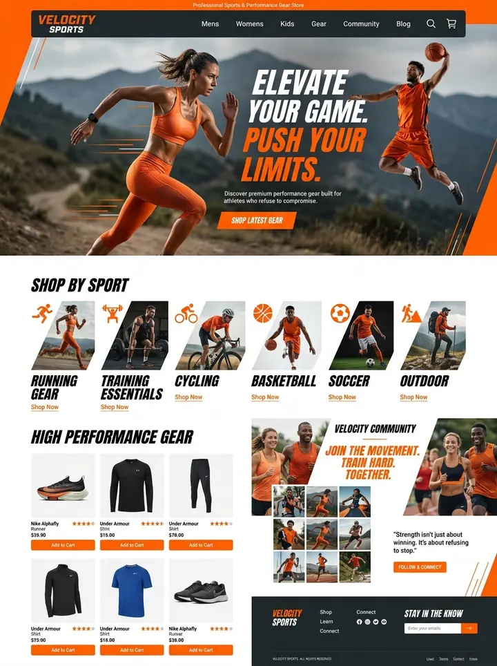 Vista previa de un concepto de ropa y equipo deportivo: tienda online