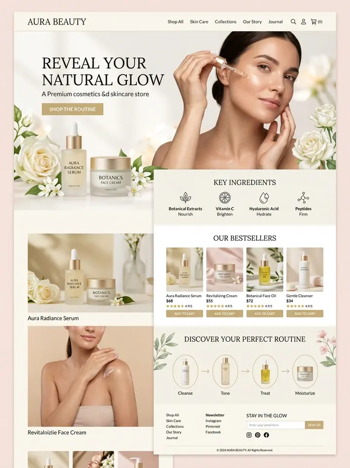 Vista previa de un concepto de skincare: tienda online