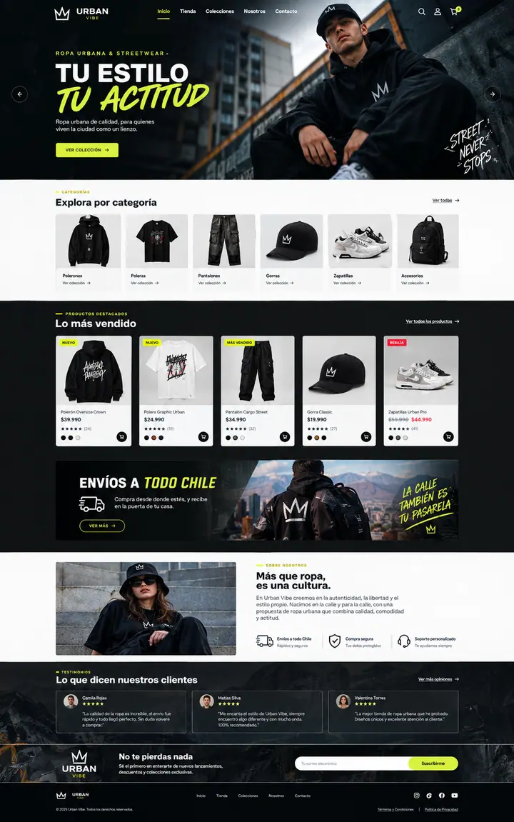 Vista previa de un concepto de streetwear: tienda online