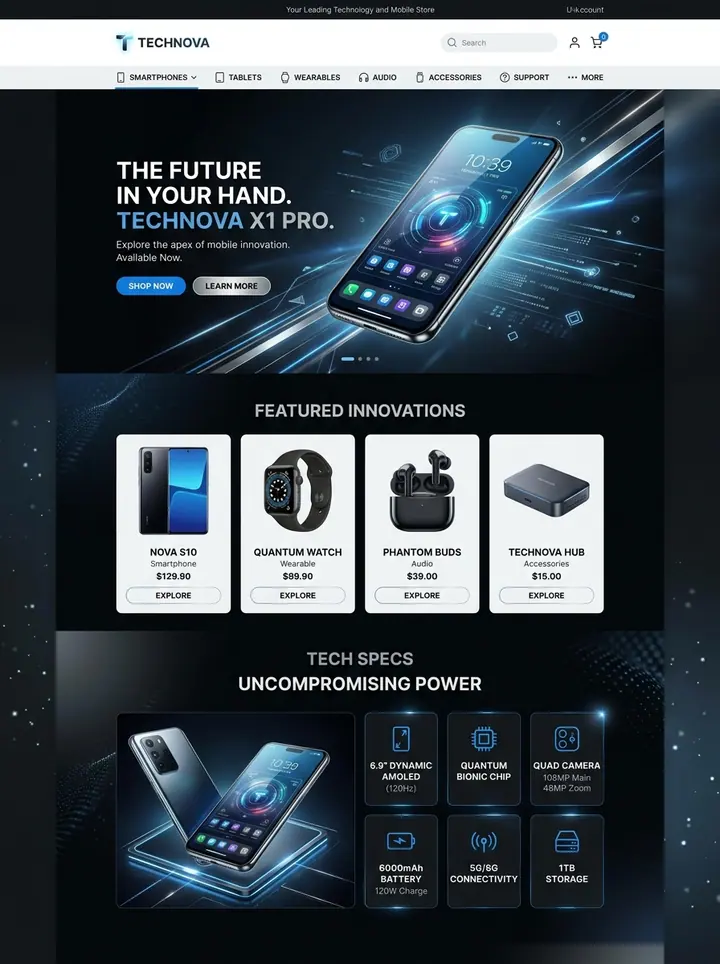 Vista previa de un concepto de tecnología: tienda online