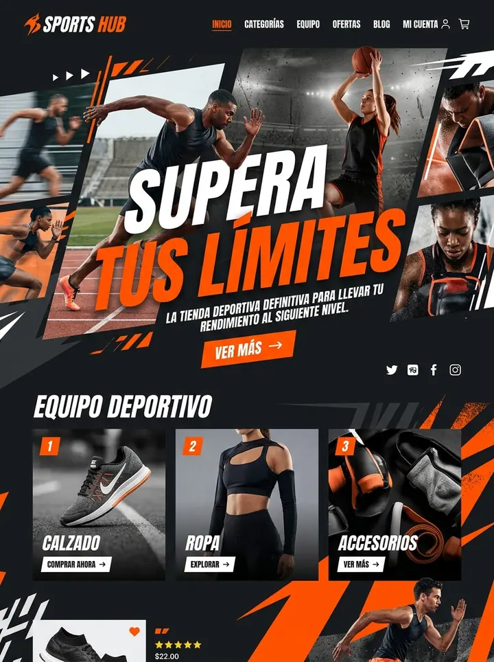 Vista previa de un concepto de tienda deportiva: tienda online