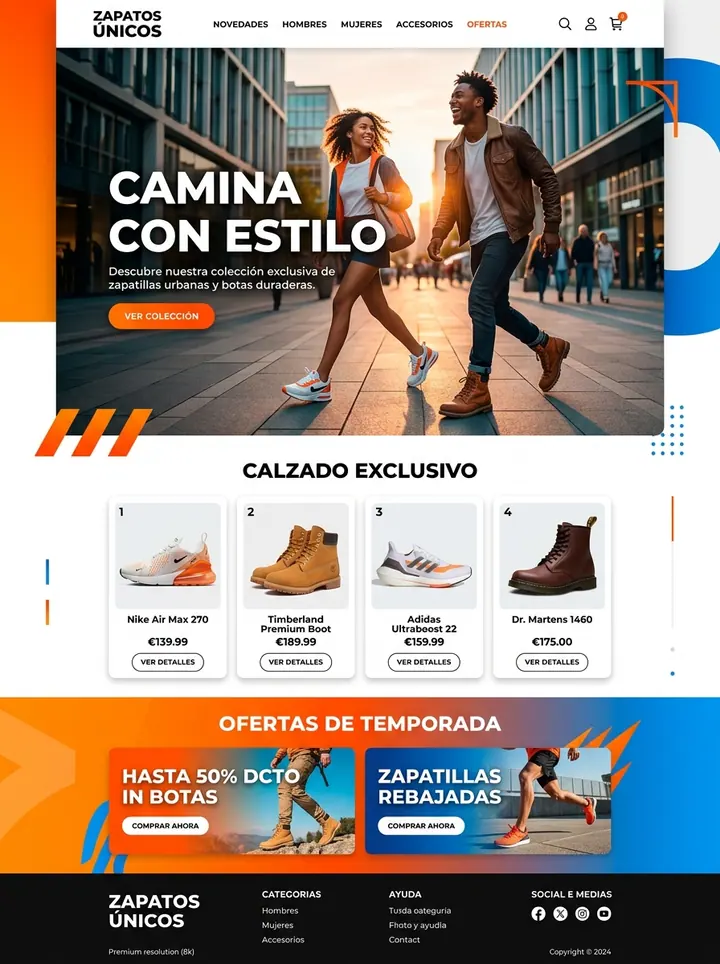 Vista previa de un concepto de zapatería: tienda online